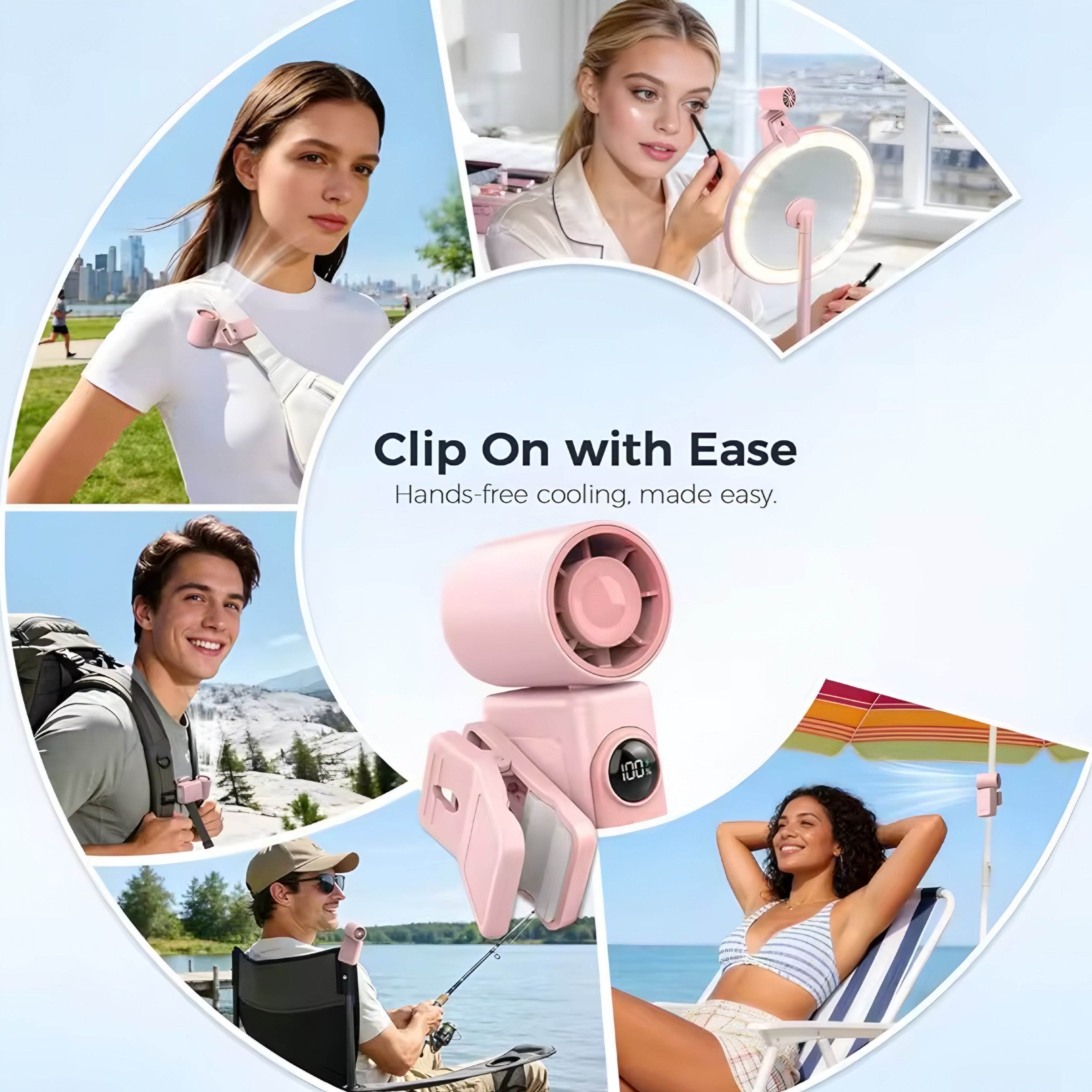 Mini Ventilatore Portatile Clip-On con Display LED