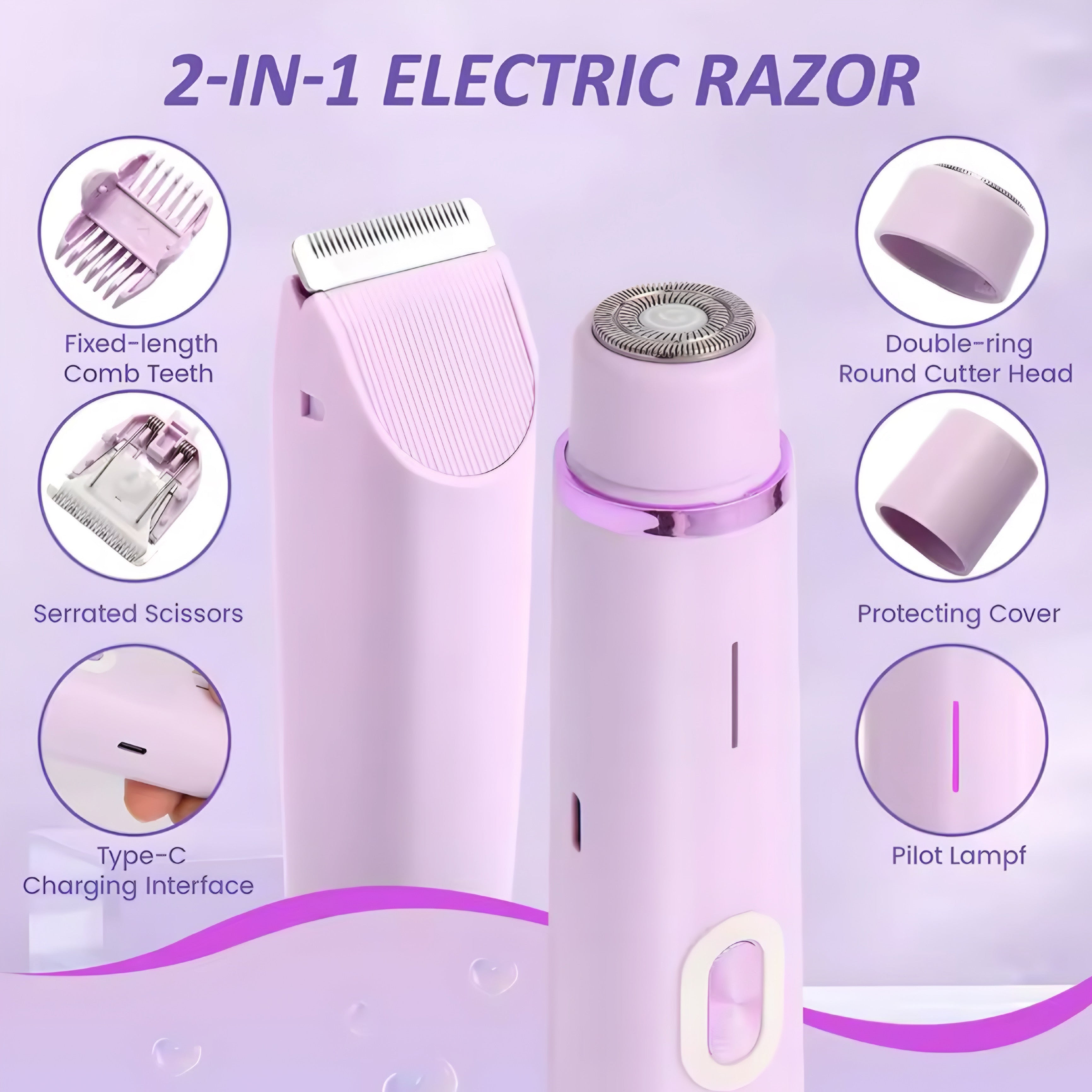 Rasoio Elettrico 2-in-1 per Donna